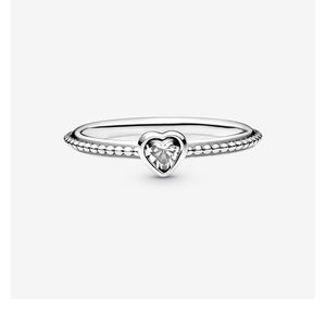 Clear Heart Beaded Ring